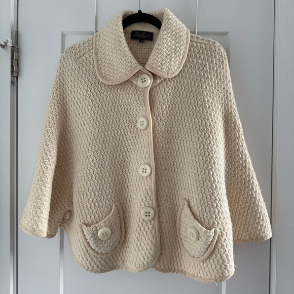 Luisa Spagnoli cream wool knit cape sweater jacket - One size - Picture 3 of 6